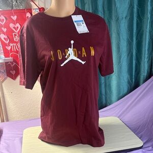 Jordan Burgundy Tee with White and Gold Accents